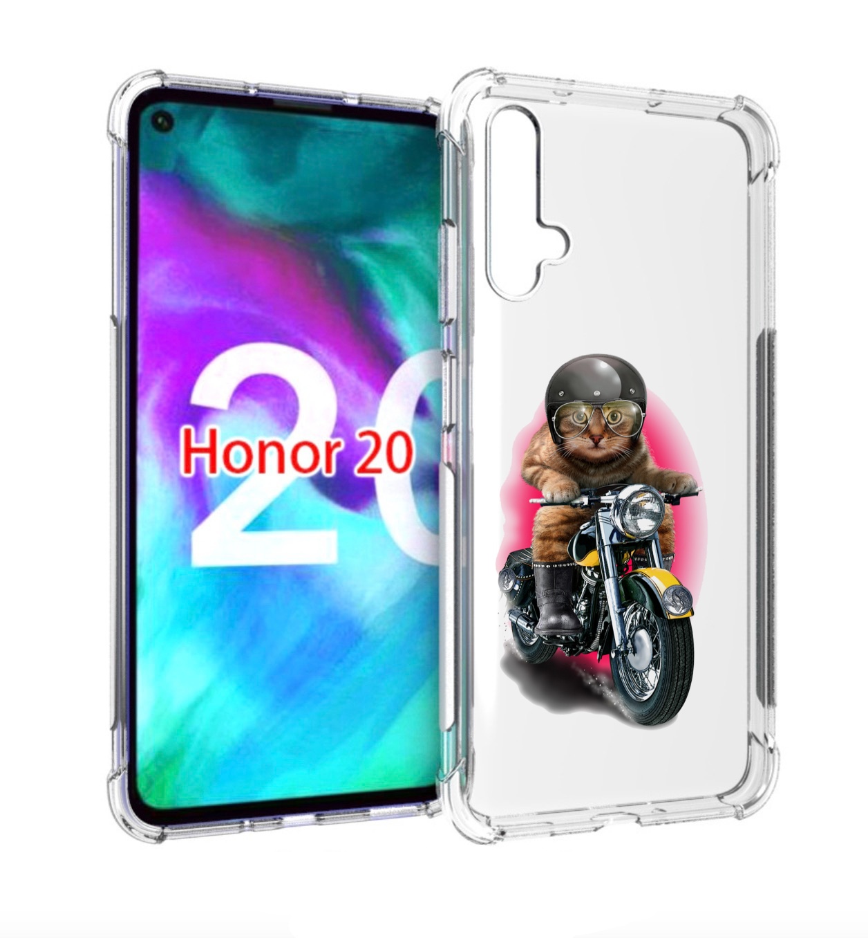 

Чехол бампер MyPads мото-кот для Honor 20., Прозрачный, Tocco