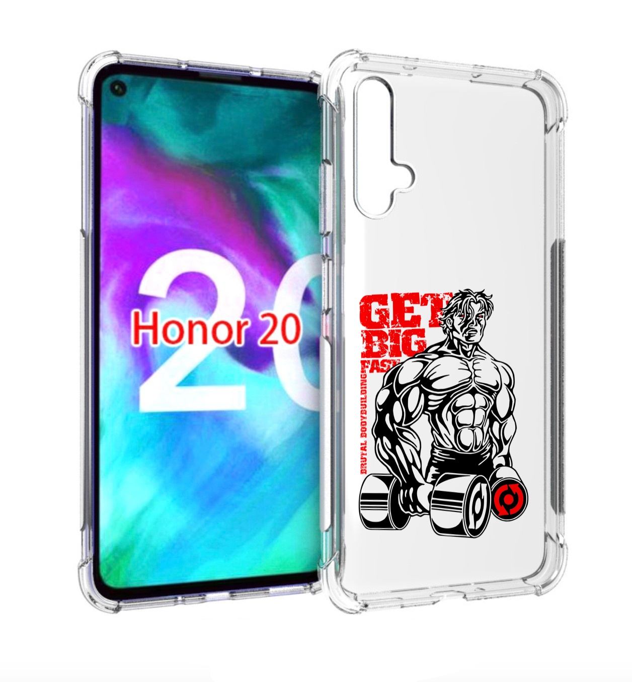 

Чехол бампер MyPads накаченное тело для Honor 20., Прозрачный, Tocco