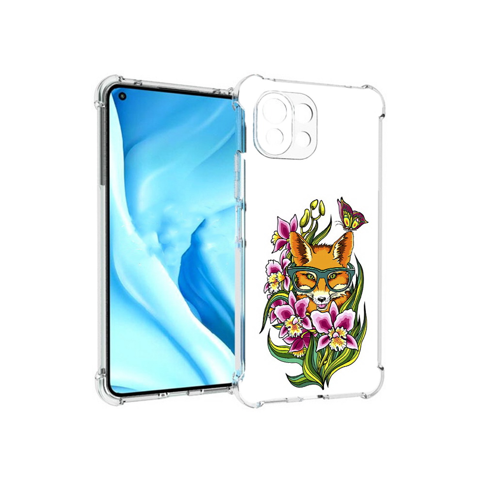 

Чехол MyPads Tocco для Xiaomi Mi 11 Lite Лиса в цветах (PT159462.256.108), Прозрачный, Tocco