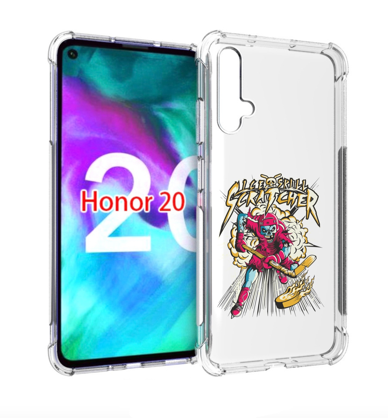 

Чехол бампер MyPads нарисованный скелет хоккеист для Huawei Hono, Прозрачный, Tocco