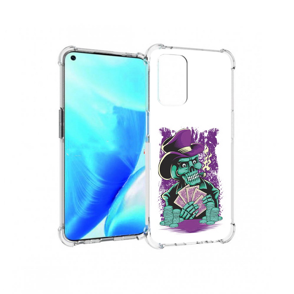 

Чехол MyPads Tocco для OnePlus Nord N200 5G зеленый череп с картами (PT227046.132.361), Прозрачный, Tocco