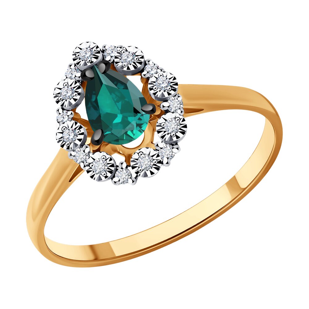 

Кольцо из золота р.  Diamant 51-210-01948-2, бриллиант\изумруд, 51-210-01948-2