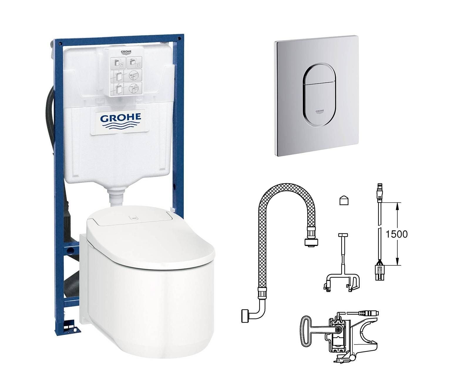

Готовый комплект GROHE Sensia Arena: подвесной унитаз-биде с инсталляцией + панель, Sensia Arena