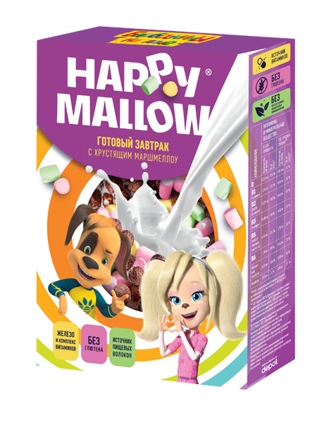 фото Сухой завтрак с маршмеллоу happy mallow барбоскины 240 гр упаковка 10 шт