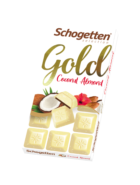 

Шоколад белый Schogetten Gold с кокосом и дробленым миндалём 100 гр Упаковка 15 шт