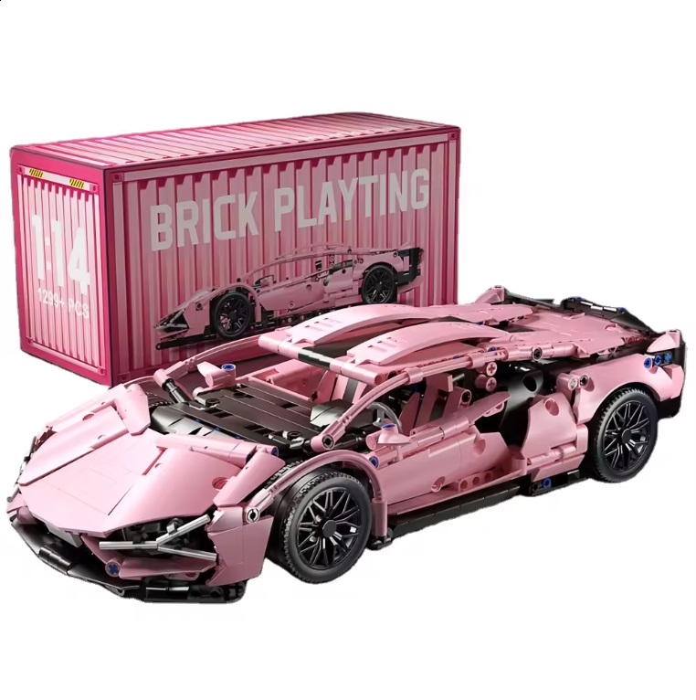 

Конструктор Техник набор Розовая Ламба 1280 дет technic, модель racing спорткар