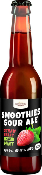 

Пиво Василеостровское Smoothies Sour Ale Strawberry and Mint 4% 0,33 л, Красное