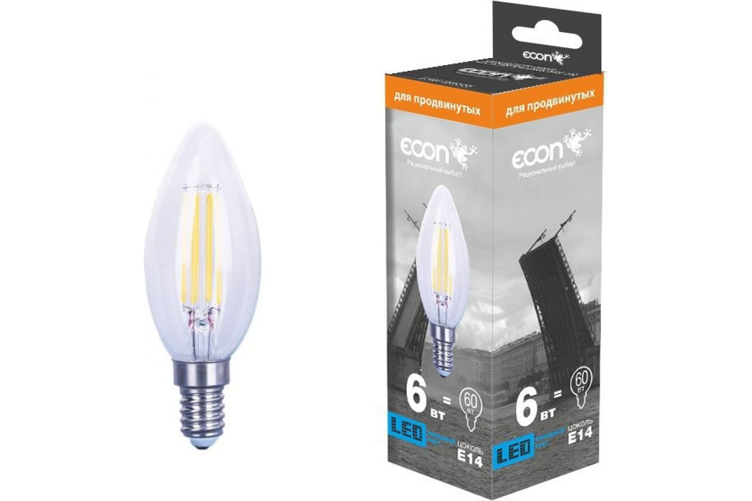 

ECON LED CN 6Вт E14 4200K B35 FIL 926010