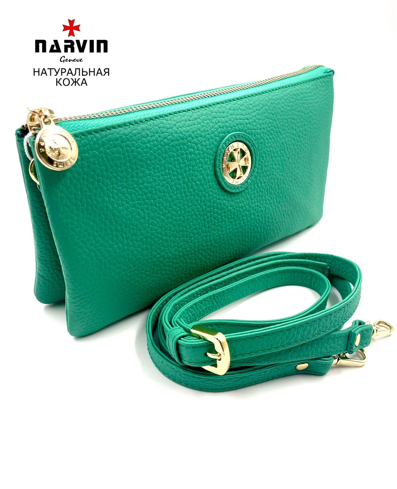 

Клатч женский Narvin 9951, poloemerald, Бирюзовый, 9951