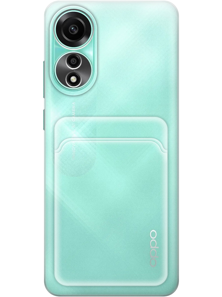 

Силиконовый чехол на Oppo A78 4G с карманом для карты прозрачный, 782629431