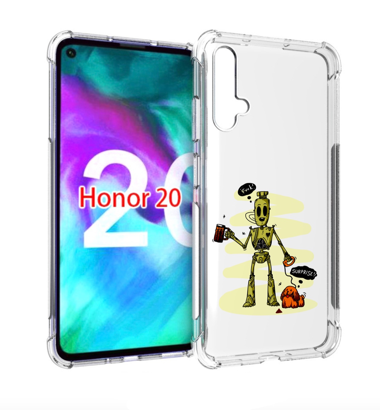 

Чехол бампер MyPads прикольный робот для Honor 20., Прозрачный, Tocco