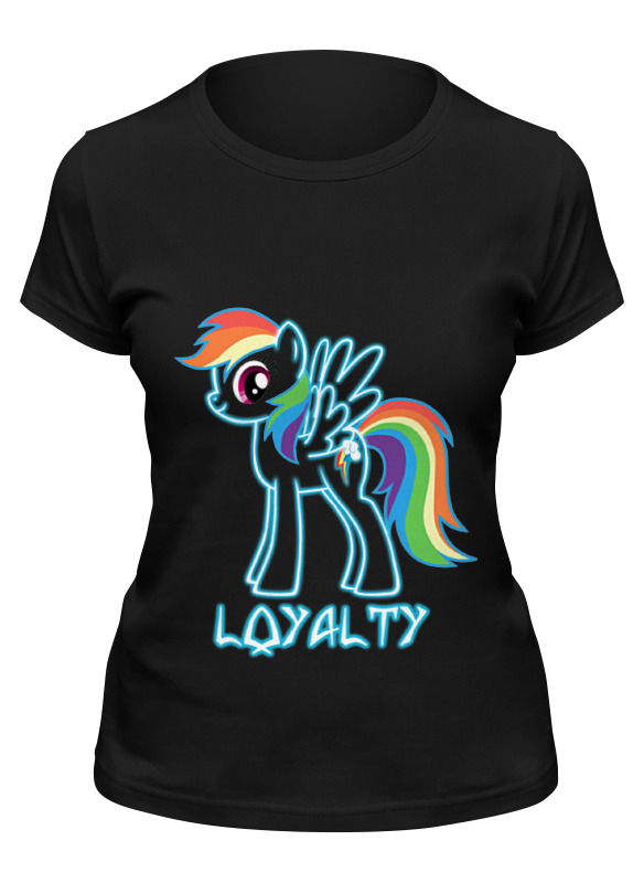 

Футболка женская Printio Mlp neon rainbow dash черная M, Черный, Mlp neon rainbow dash