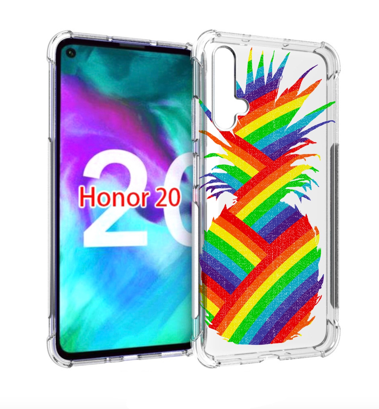 

Чехол бампер MyPads радужный ананас для Honor 20., Прозрачный, Tocco