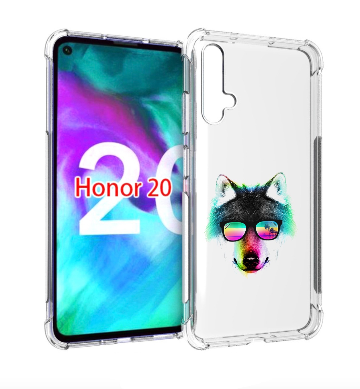 

Чехол бампер MyPads радужный волк для Honor 20., Прозрачный, Tocco