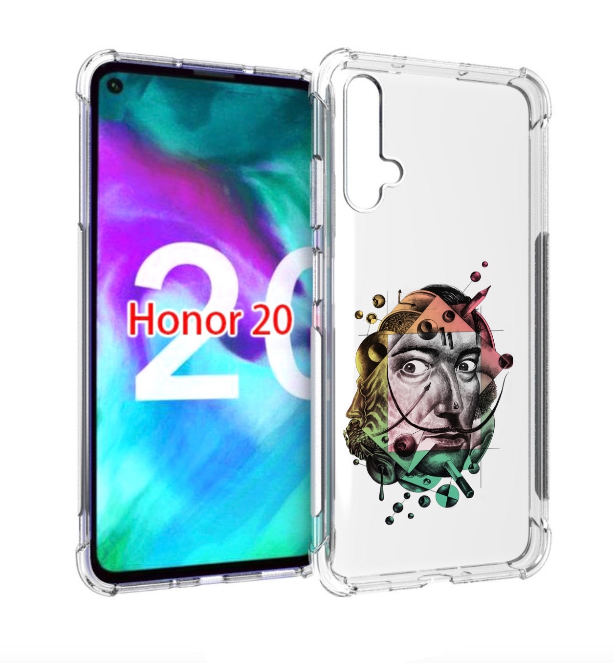 

Чехол бампер MyPads разноцветное лицо абстракция для Huawei Hono, Прозрачный, Tocco