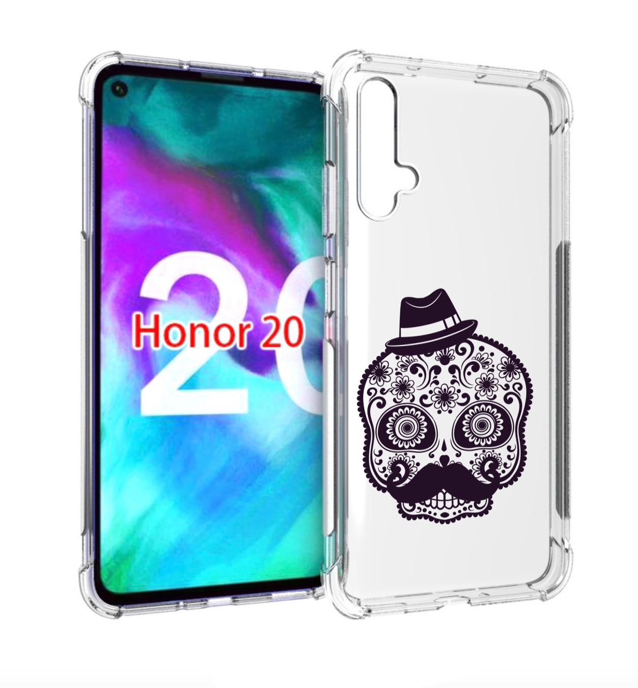 

Чехол бампер MyPads разрисованный скелет для Honor 20., Прозрачный, Tocco