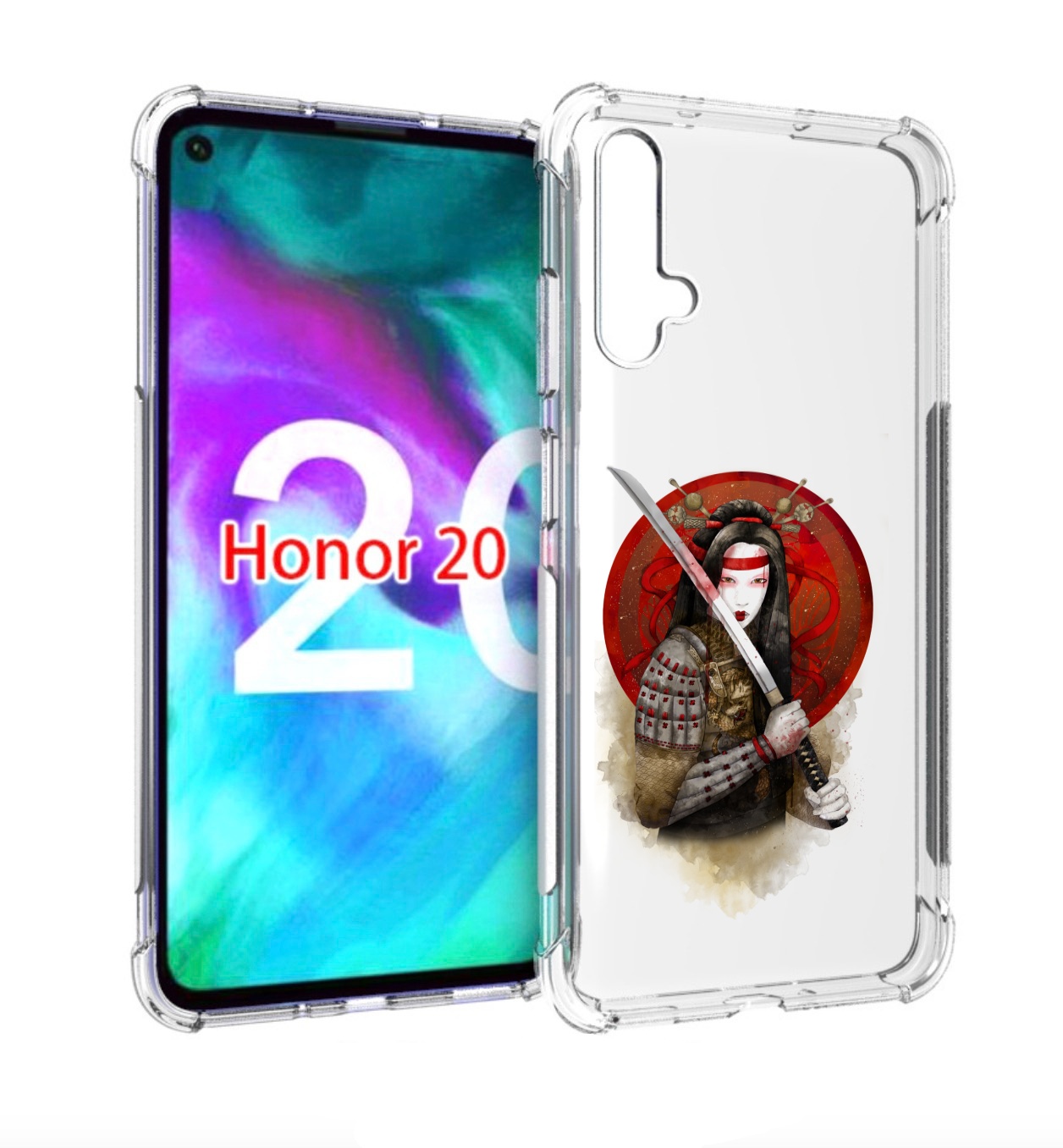 

Чехол бампер MyPads рисованная девушка с катаной для Huawei Hono, Прозрачный, Tocco