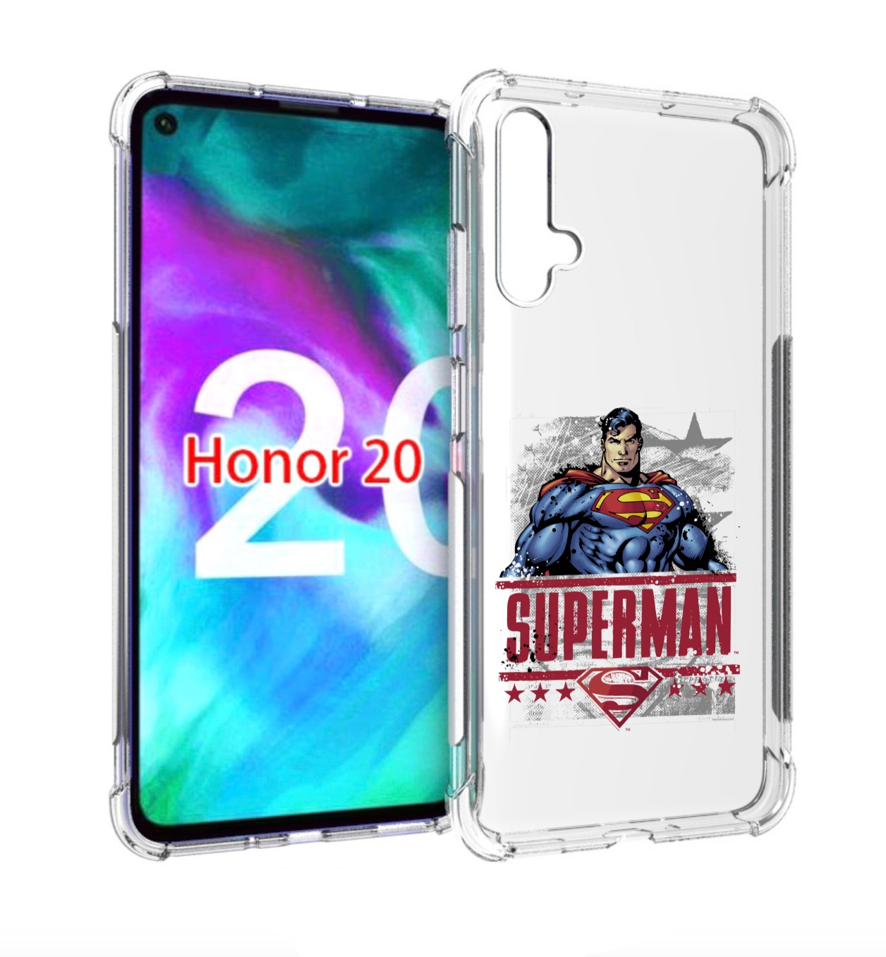 

Чехол бампер MyPads рисунок супермен для Honor 20., Прозрачный, Tocco