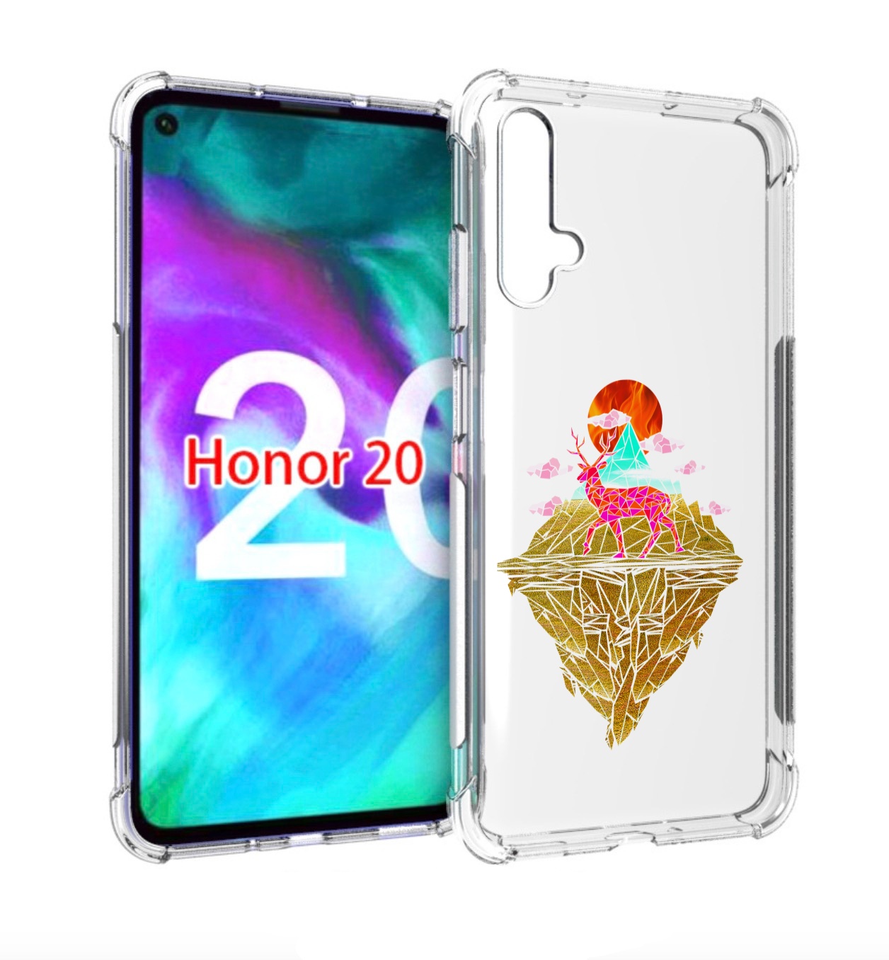 

Чехол бампер MyPads розовый олень абстракция для Honor 20, Прозрачный, Tocco