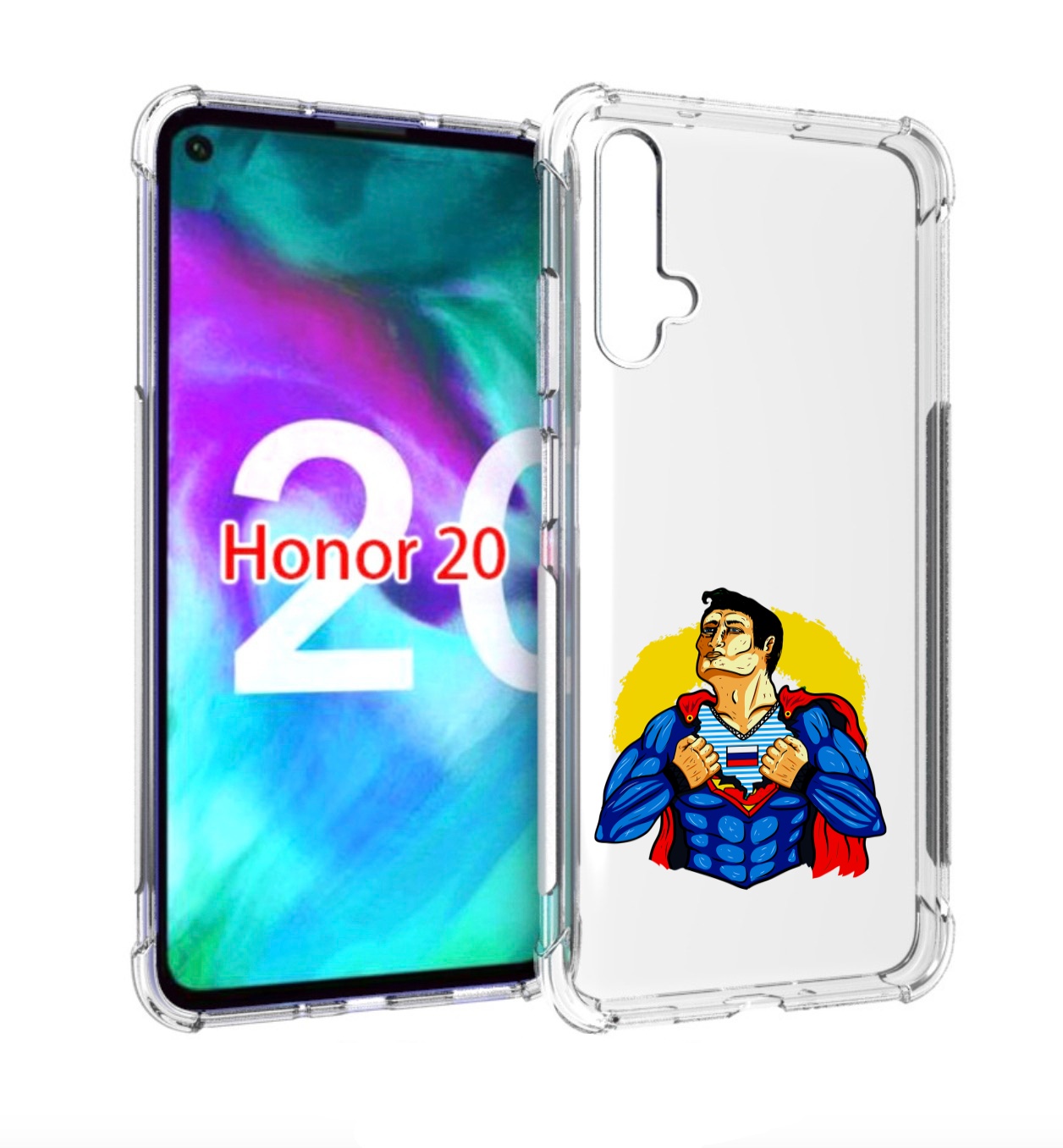 

Чехол бампер MyPads русский супермен для Honor 20., Прозрачный, Tocco