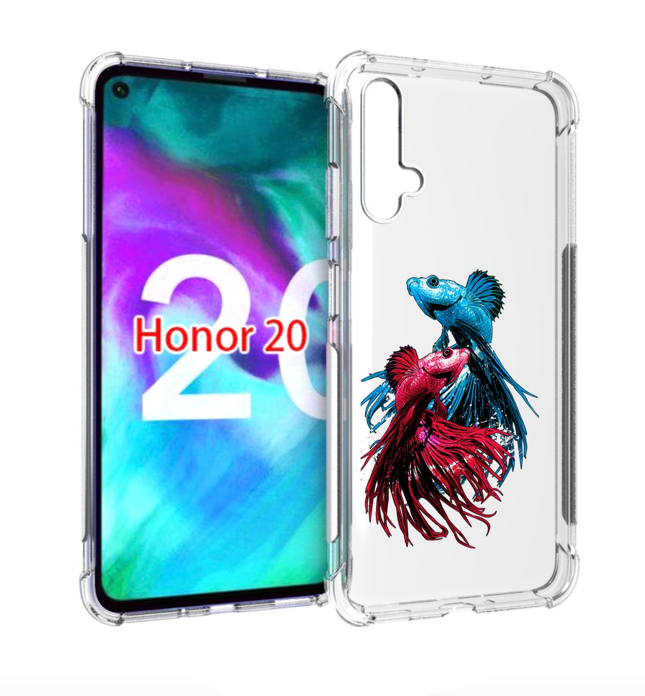 

Чехол бампер MyPads рыбы петушки для Honor 20., Прозрачный, Tocco