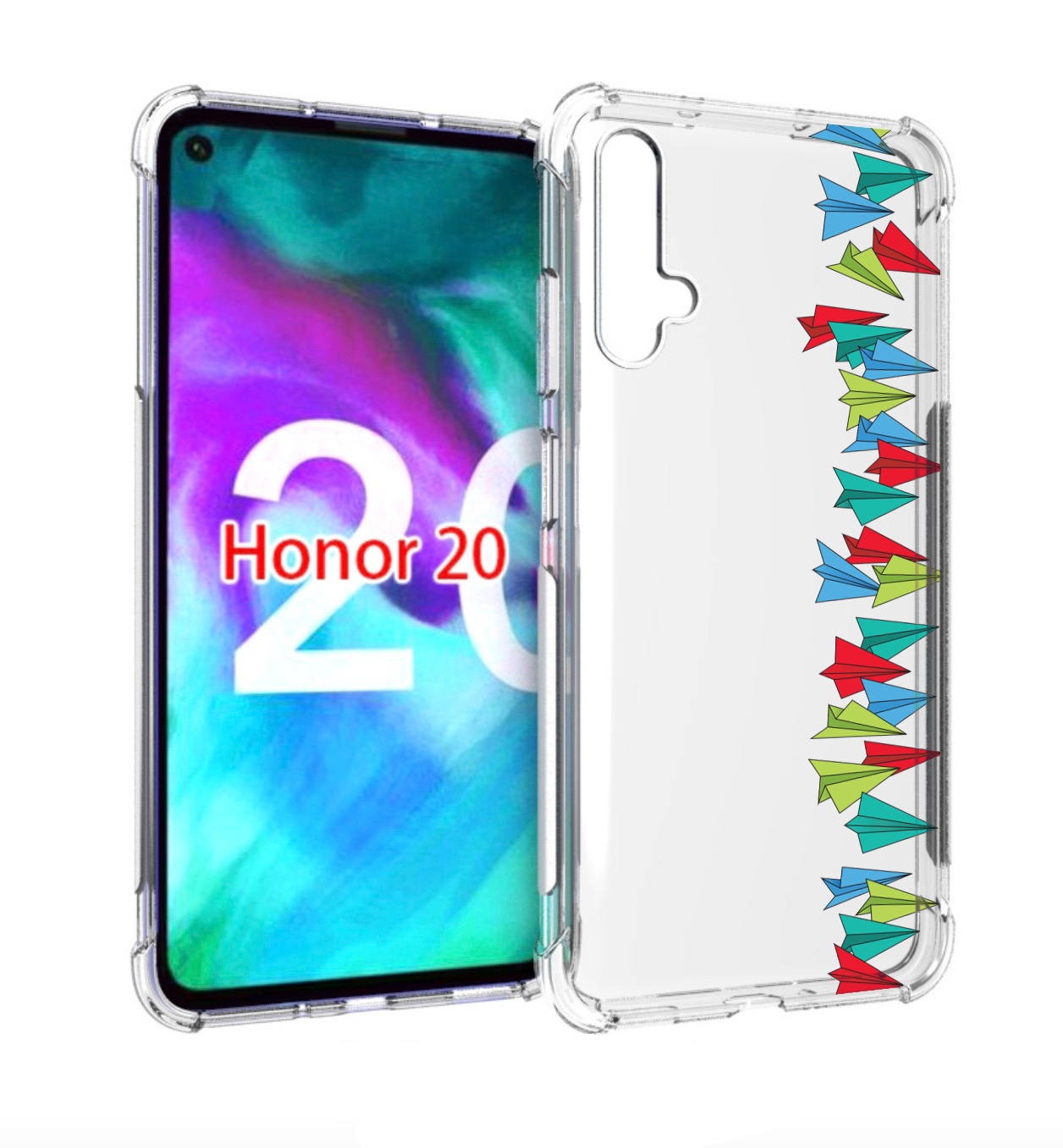 

Чехол бампер MyPads самолетики из листочков для Honor 20., Прозрачный, Tocco