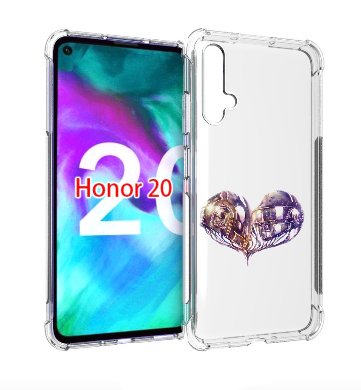 

Чехол бампер MyPads сердце абстракция для Honor 20., Прозрачный, Tocco