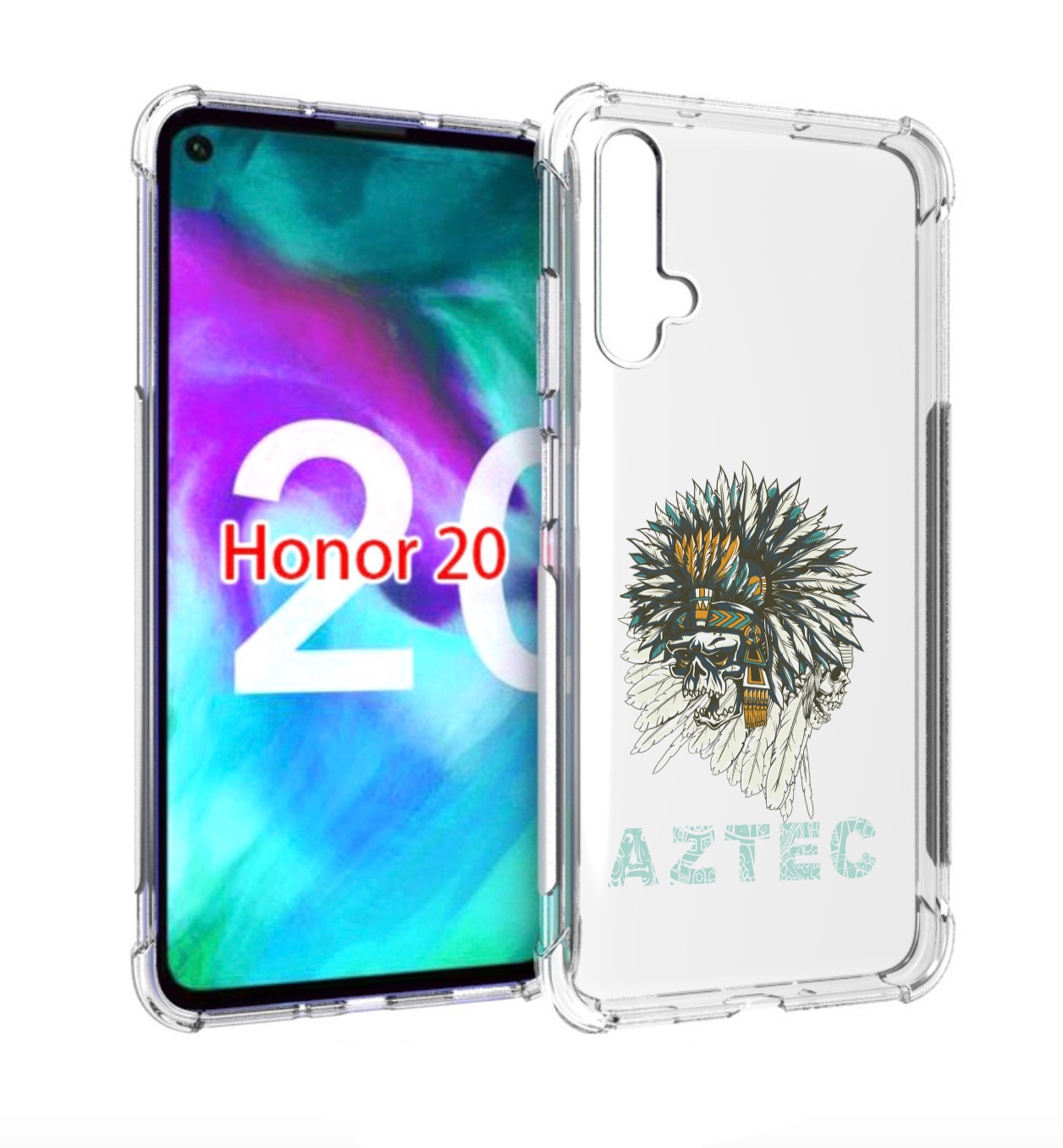 

Чехол бампер MyPads скелет индеец для Honor 20., Прозрачный, Tocco