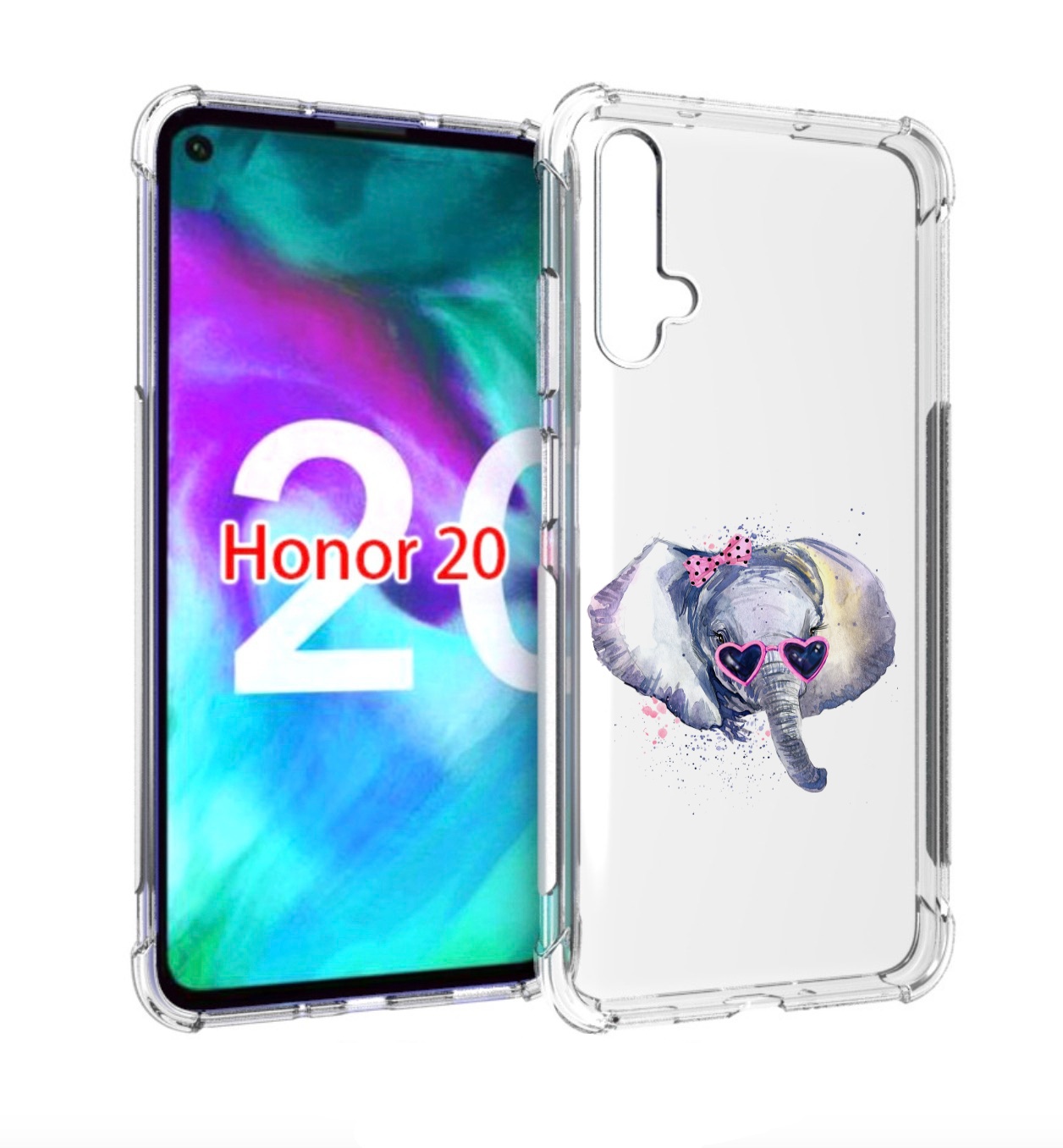 

Чехол бампер MyPads слоник в очках для Honor 20., Прозрачный, Tocco