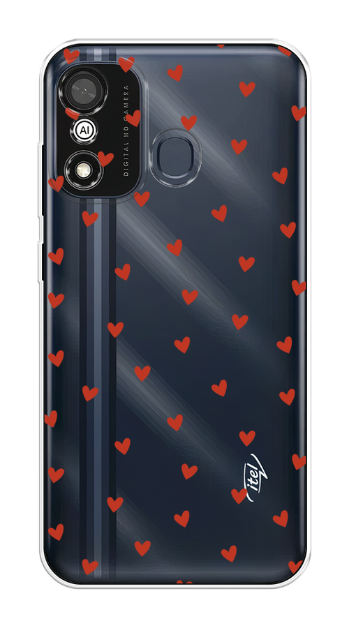 

Чехол на Itel A27 "Red hearts", Красный;прозрачный, 3200450-1