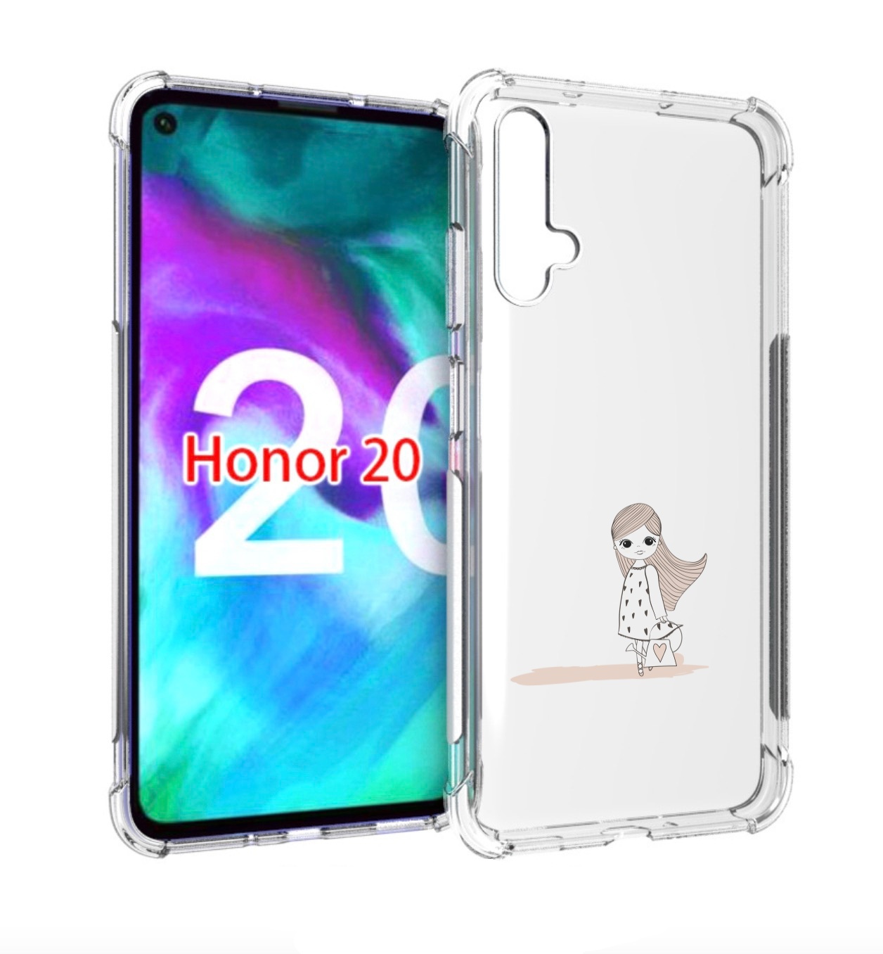 Чехол бампер MyPads Девочка с сумкой для Honor 20.