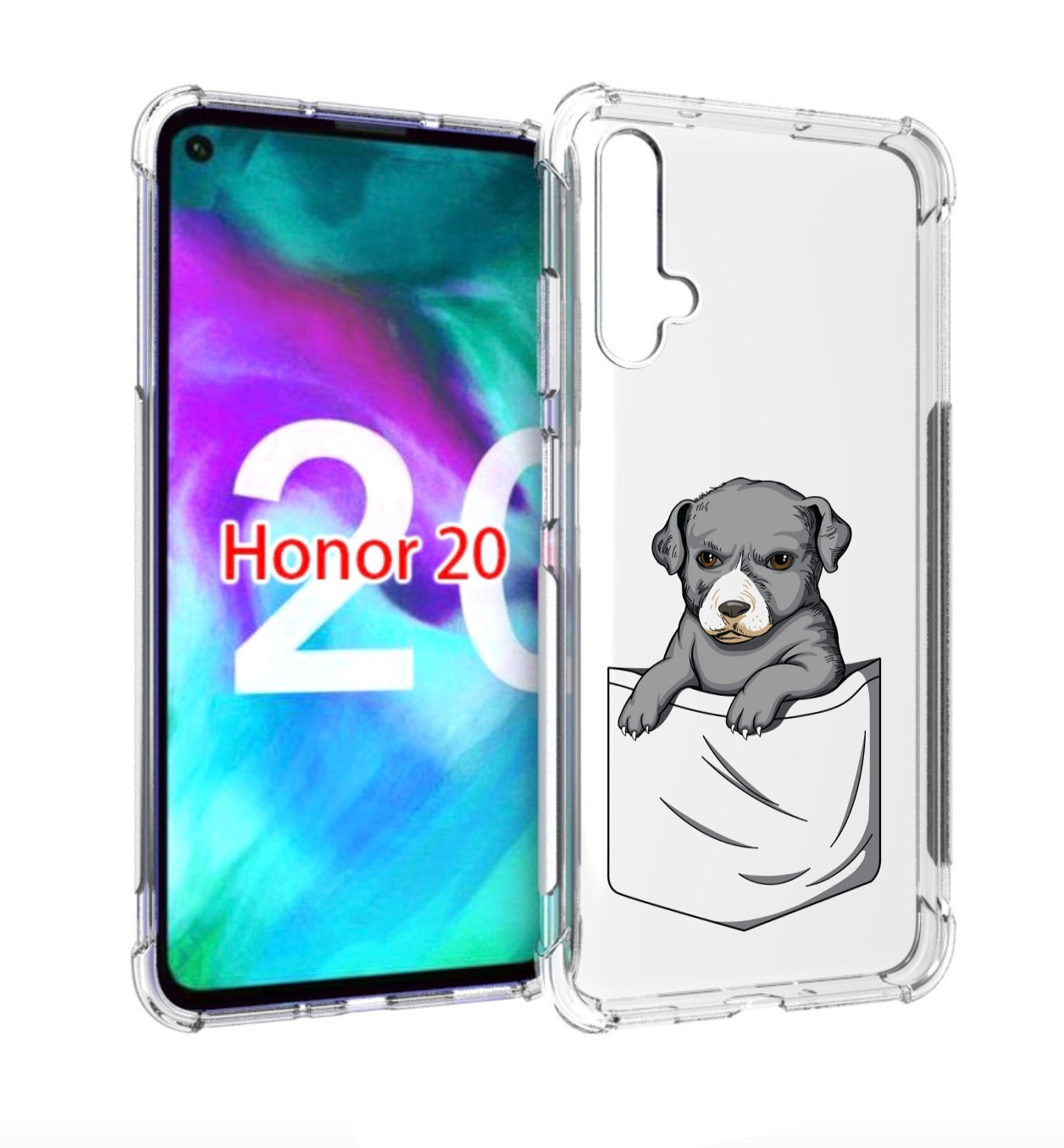 

Чехол бампер MyPads собачка в кармане для Honor 20., Прозрачный, Tocco