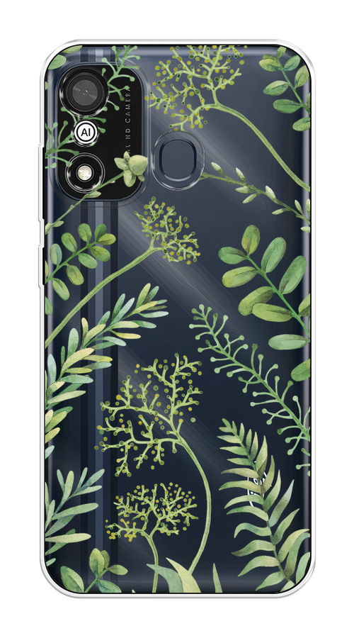 

Чехол на Itel A27 "Green Leaves", Зеленый;прозрачный, 3200450-1