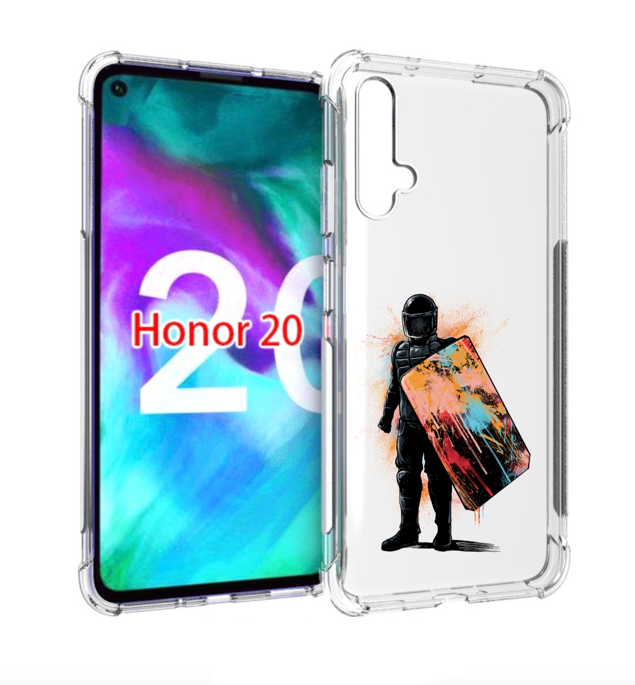 

Чехол бампер MyPads солдат с красочным щитом для Honor 20, Прозрачный, Tocco