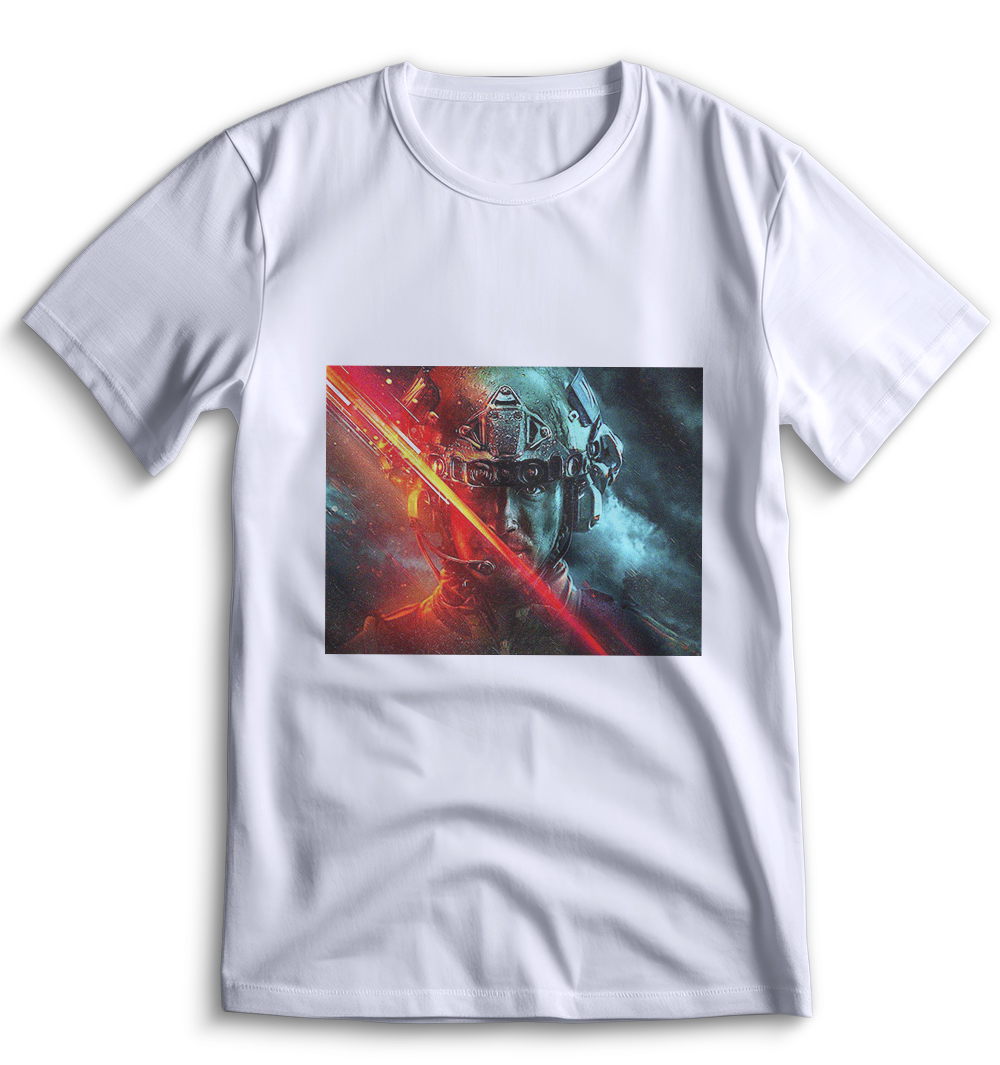 Белая футболка размера L с символикой игры Battlefield 0003 от Top T-shirt.