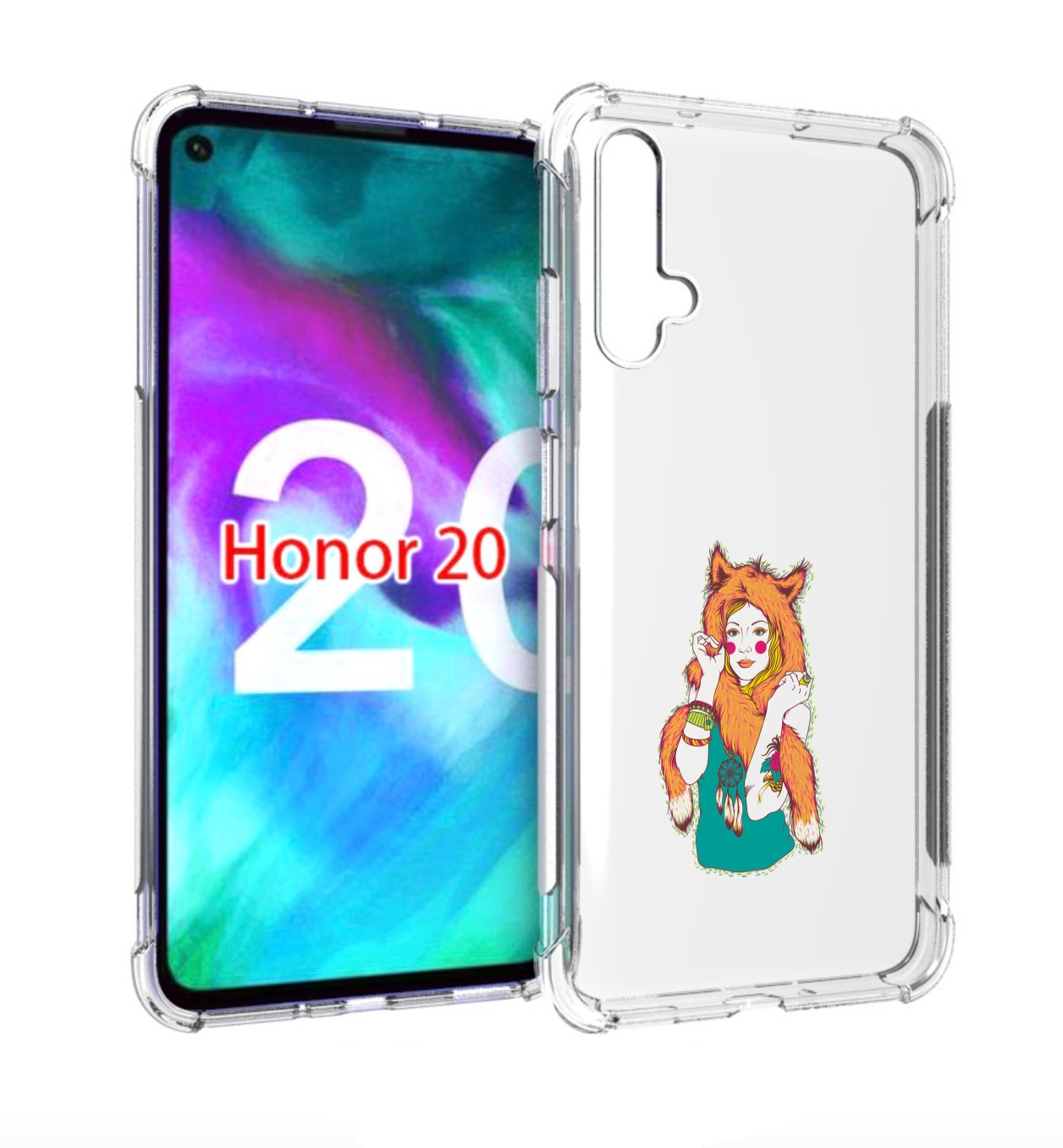 

Чехол бампер MyPads Девушка лиса для Honor 20., Прозрачный, Tocco