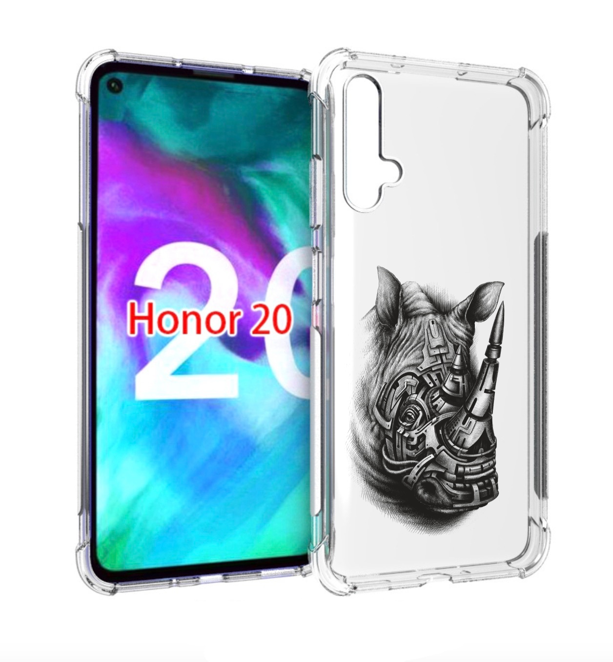 

Чехол бампер MyPads стальной носорог для Honor 20., Прозрачный, Tocco