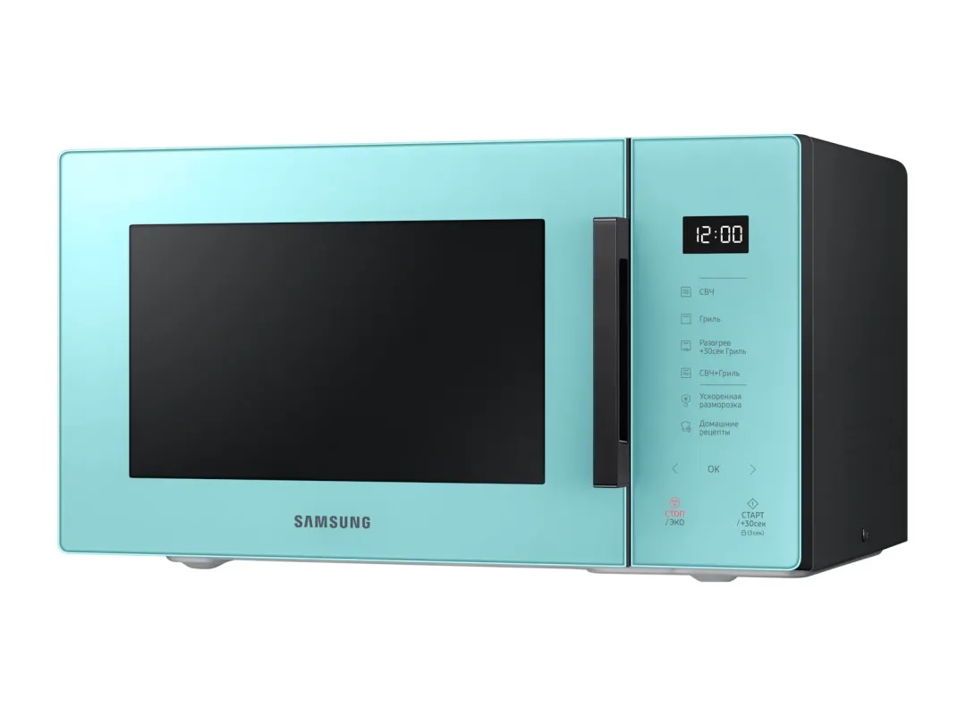 Микроволновая печь с грилем Samsung MG23T5018AN голубой микроволновая печь с грилем samsung mg23t5018an turquoise голубой