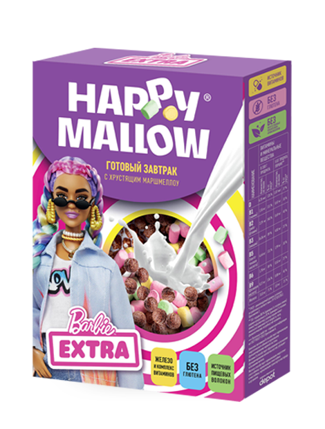 Сухой завтрак с маршмеллоу Happy Mallow Barbie 240 гр Упаковка 10 шт