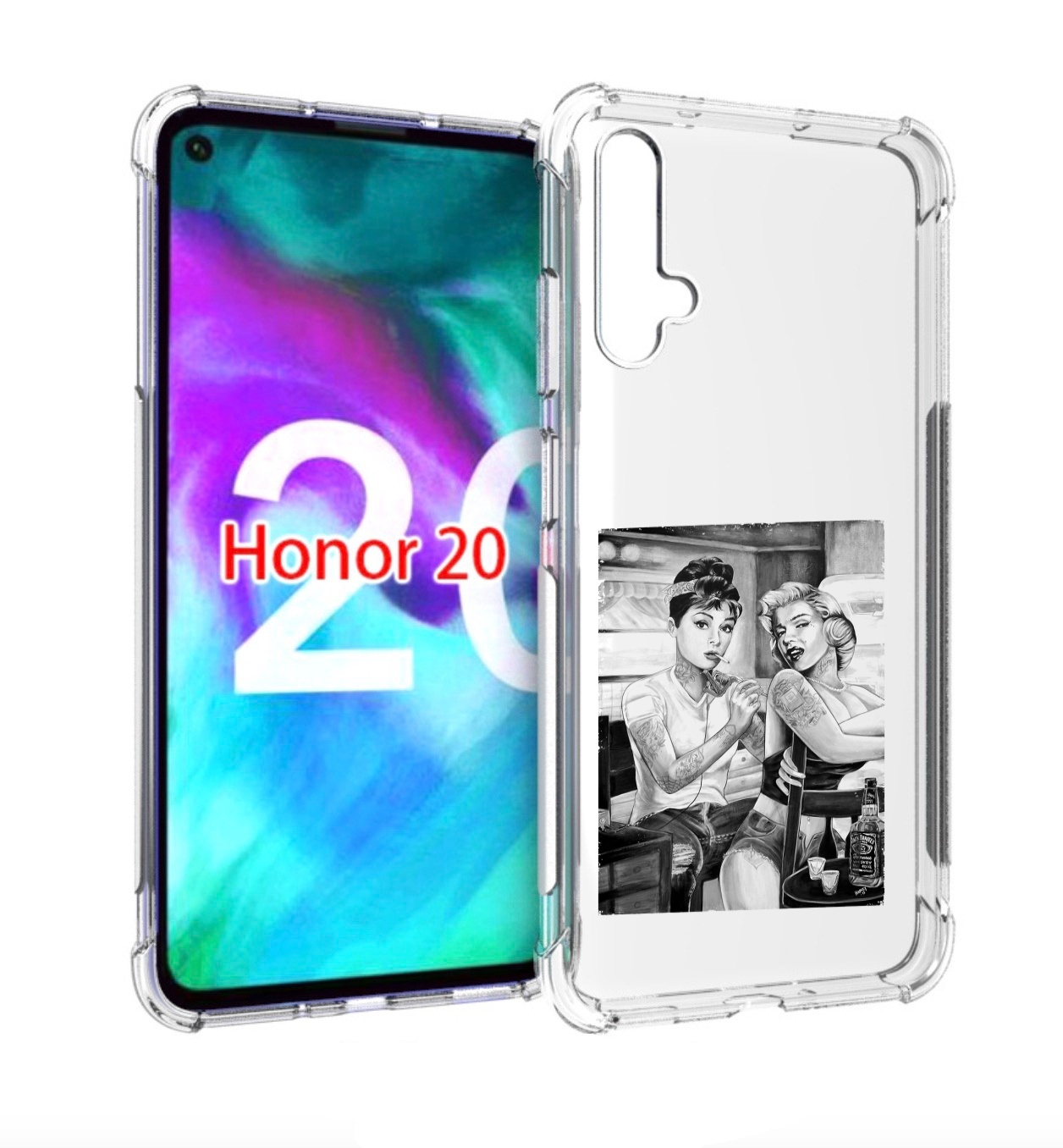 

Чехол бампер MyPads тату мастер для Honor 20., Прозрачный, Tocco