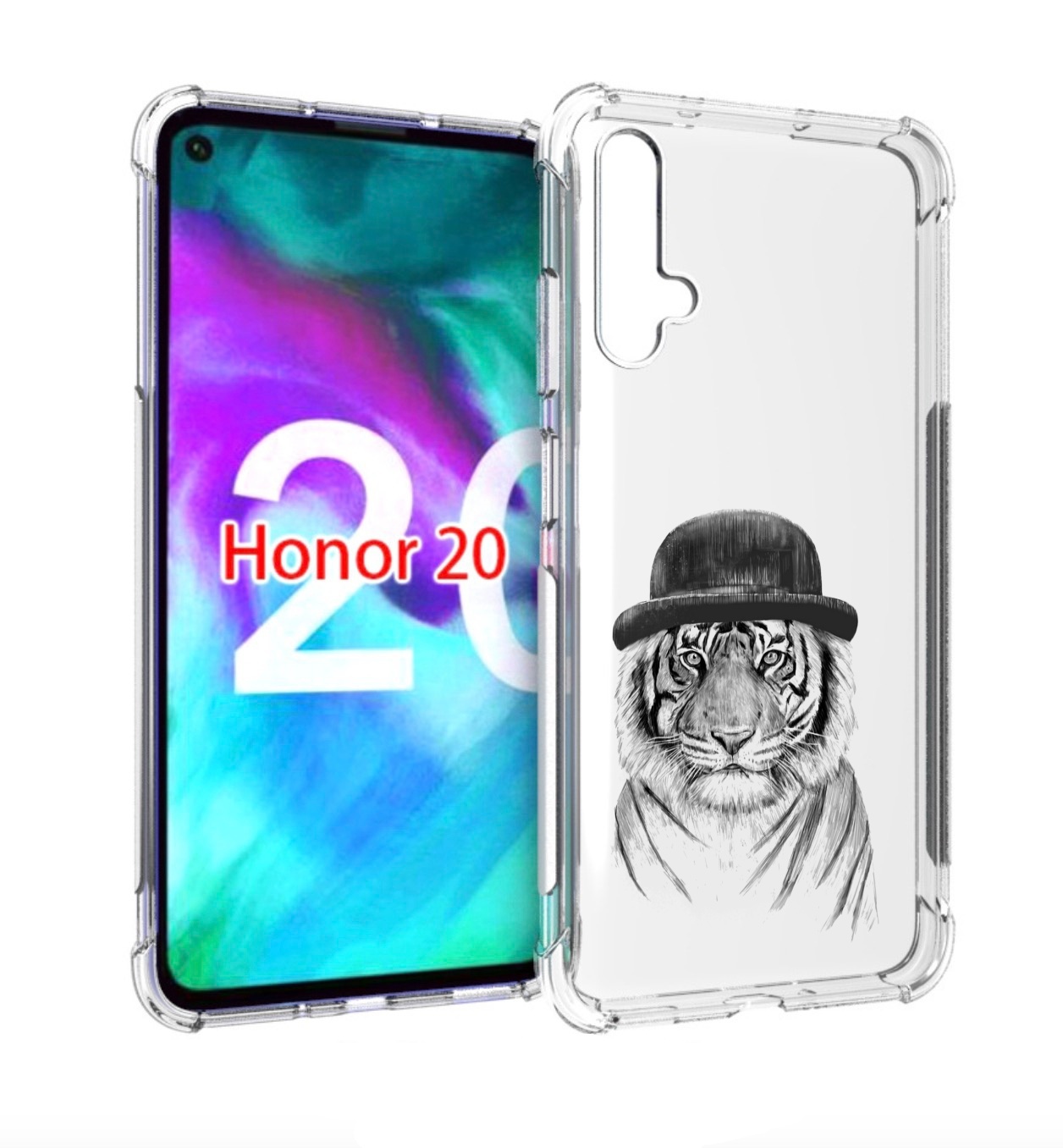 

Чехол бампер MyPads тигр британец для Honor 20., Прозрачный, Tocco