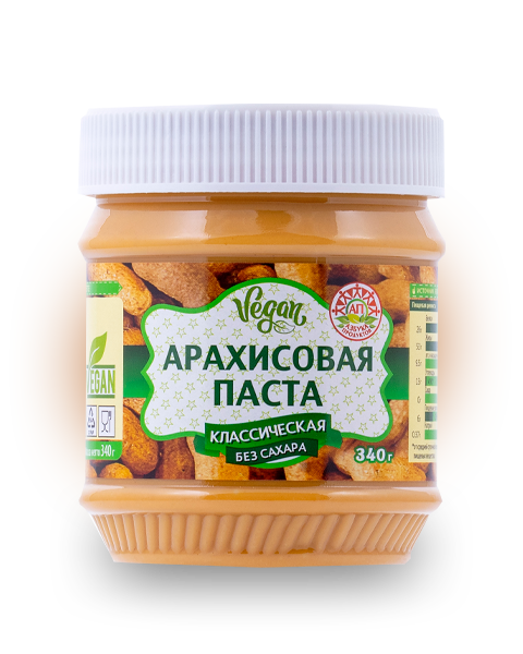 Азбука Продуктов Арахисовая паста Классическая без сахара 340 гр Упаковка 12 шт