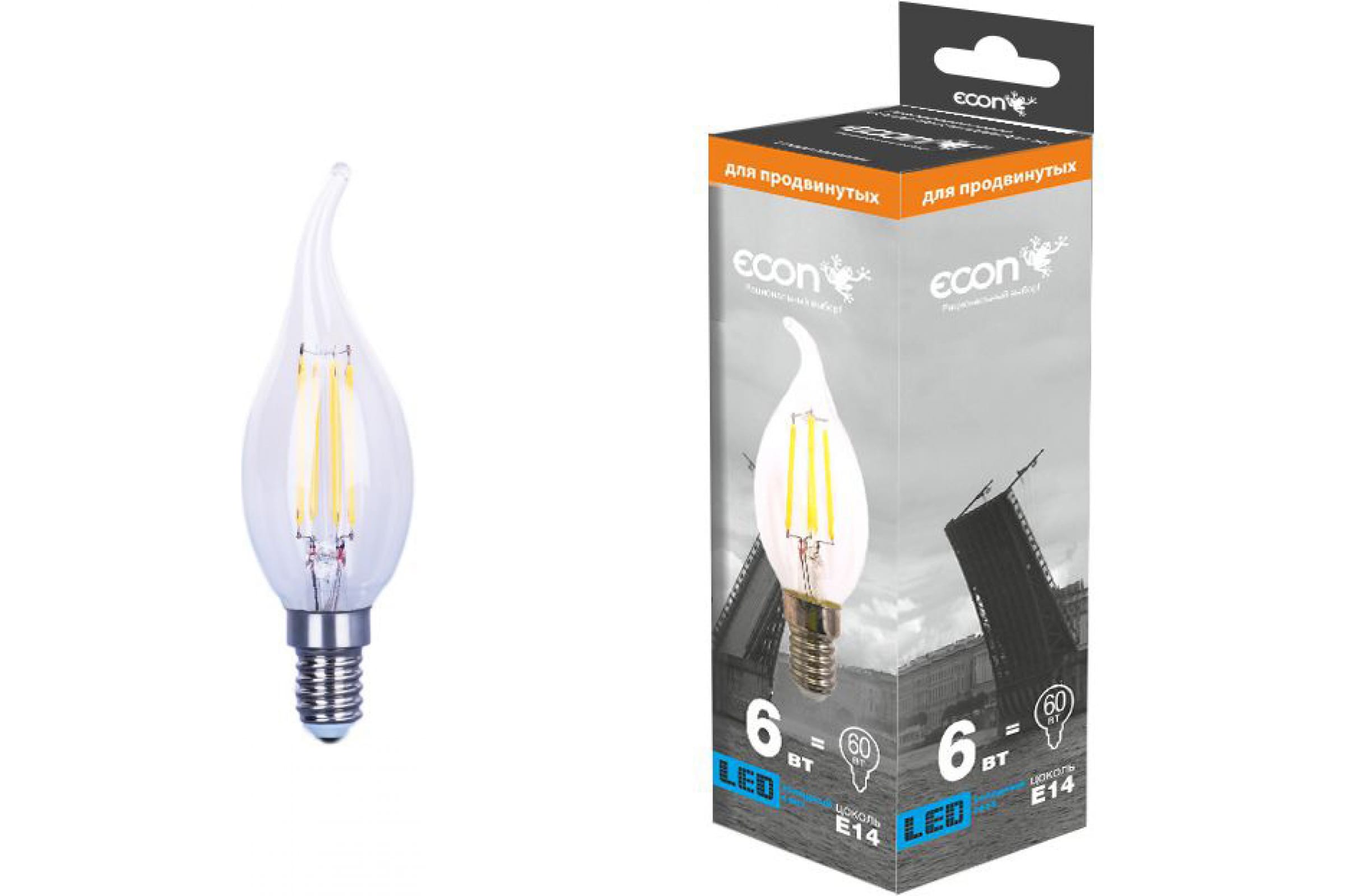 

ECON LED CNT 6Вт E14 4200K B35 FIL 926110