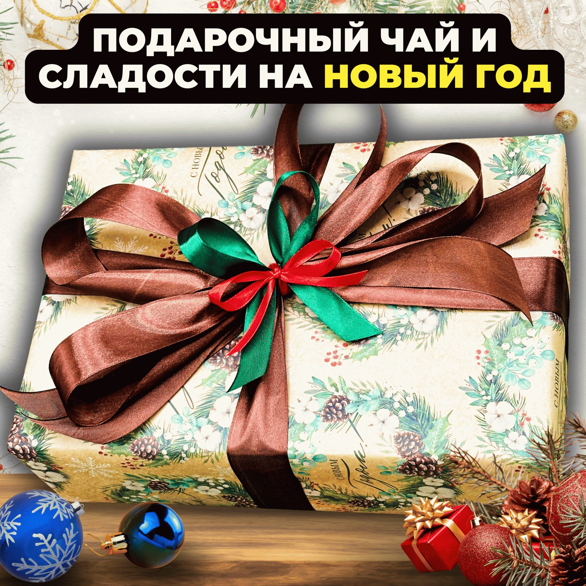 

Подарочный набор Подари чай на Новый год из 6 видов чая Магия ели, 850 г, Новогодний набор