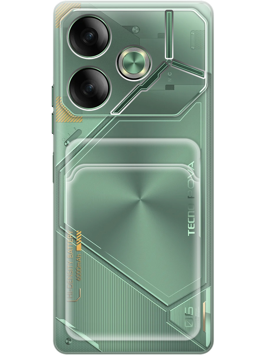 

Силиконовый чехол на Tecno Pova 6 с карманом для карты прозрачный, 782634231