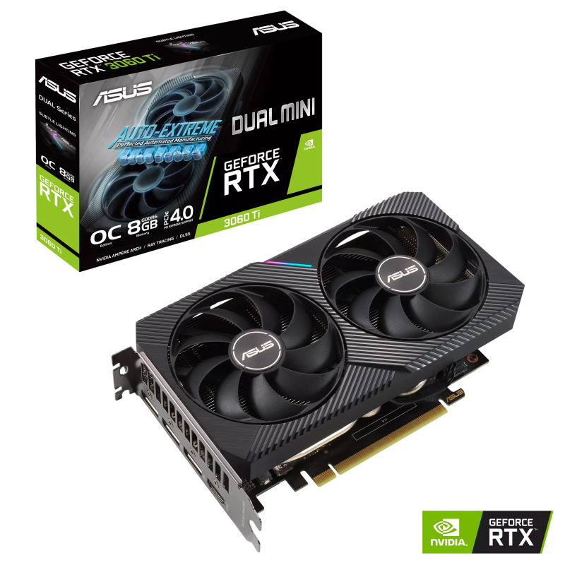 фото Видеокарта asus nvidia geforce rtx 3060 ti (dual-rtx3060ti-o8g-mini-v2)