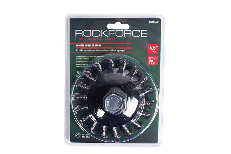Кордщетка дисковая получаша ROCKFORCE стальная витая для УШМ 115мм кордщетка дисковая стальная витая для ушм 175мм forsage f bwf107