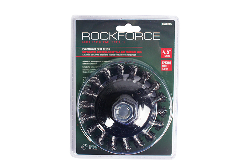 Кордщетка дисковая получаша ROCKFORCE стальная витая для УШМ 115мм