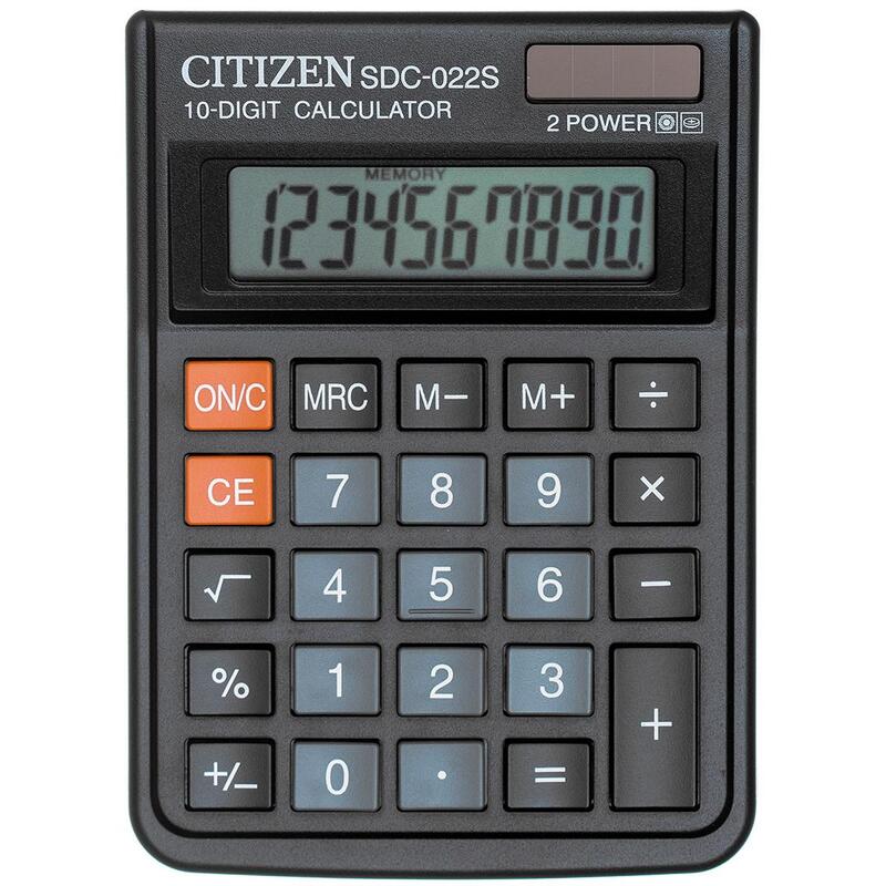 Калькулятор настольный компактный Citizen Sdc-022sr, 10-разрядный, черный