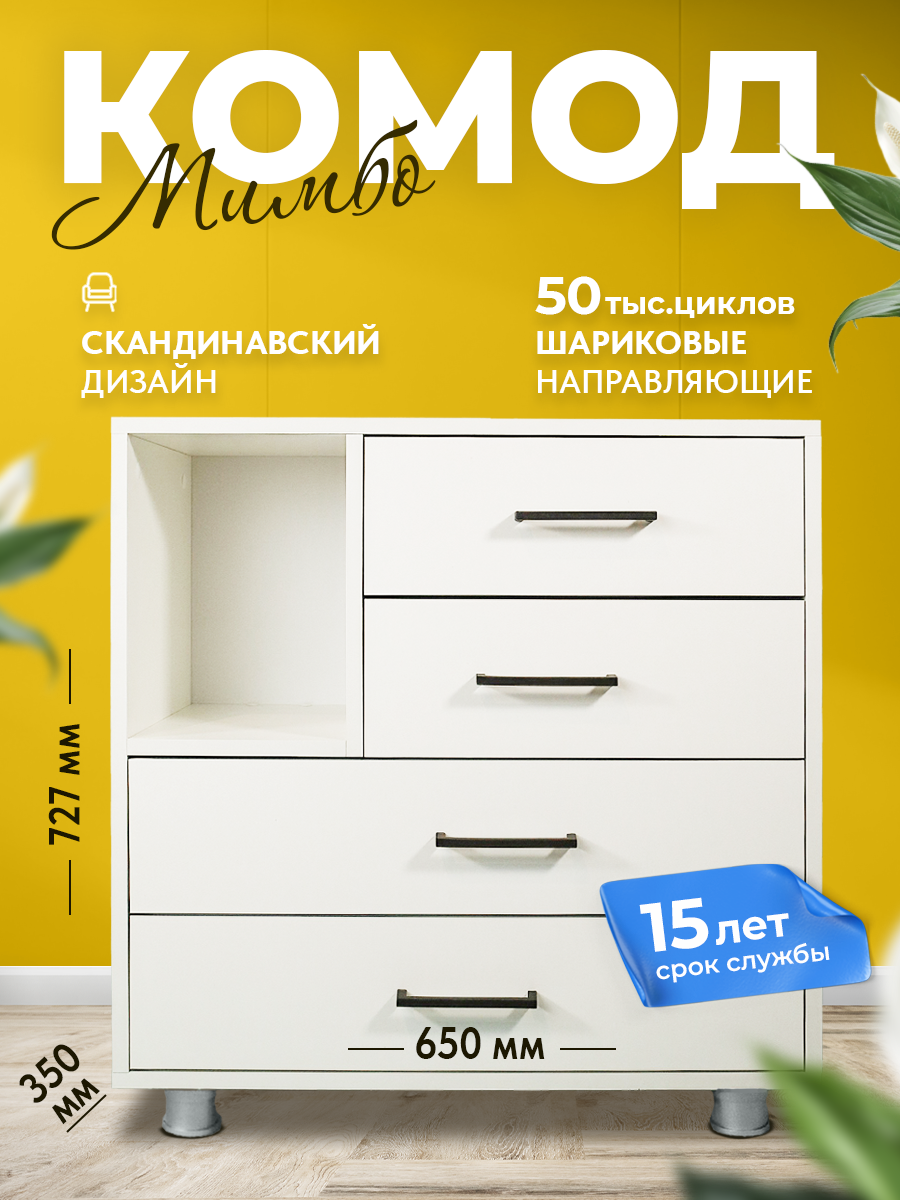 

Комод Короче Мебель Джимбо левый 65х35х73 Белая шагрень, Джимбо
